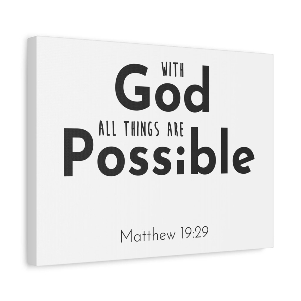 Scripture Canvas With God All Things Matthew 19:29 Christian Wall Art Bible